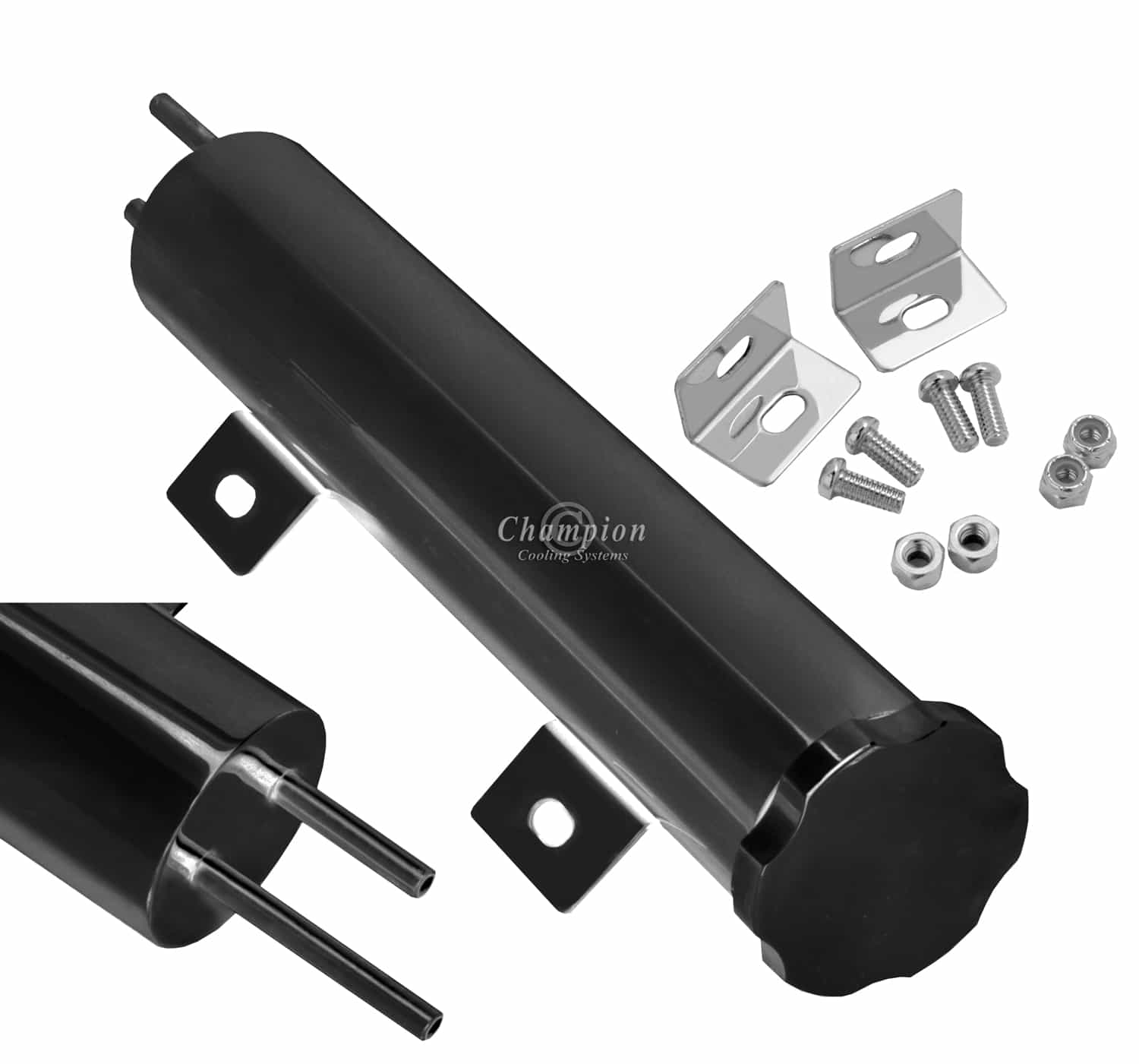 Stainless Steel Coolant Overflow Tank 2 x 10" — Black