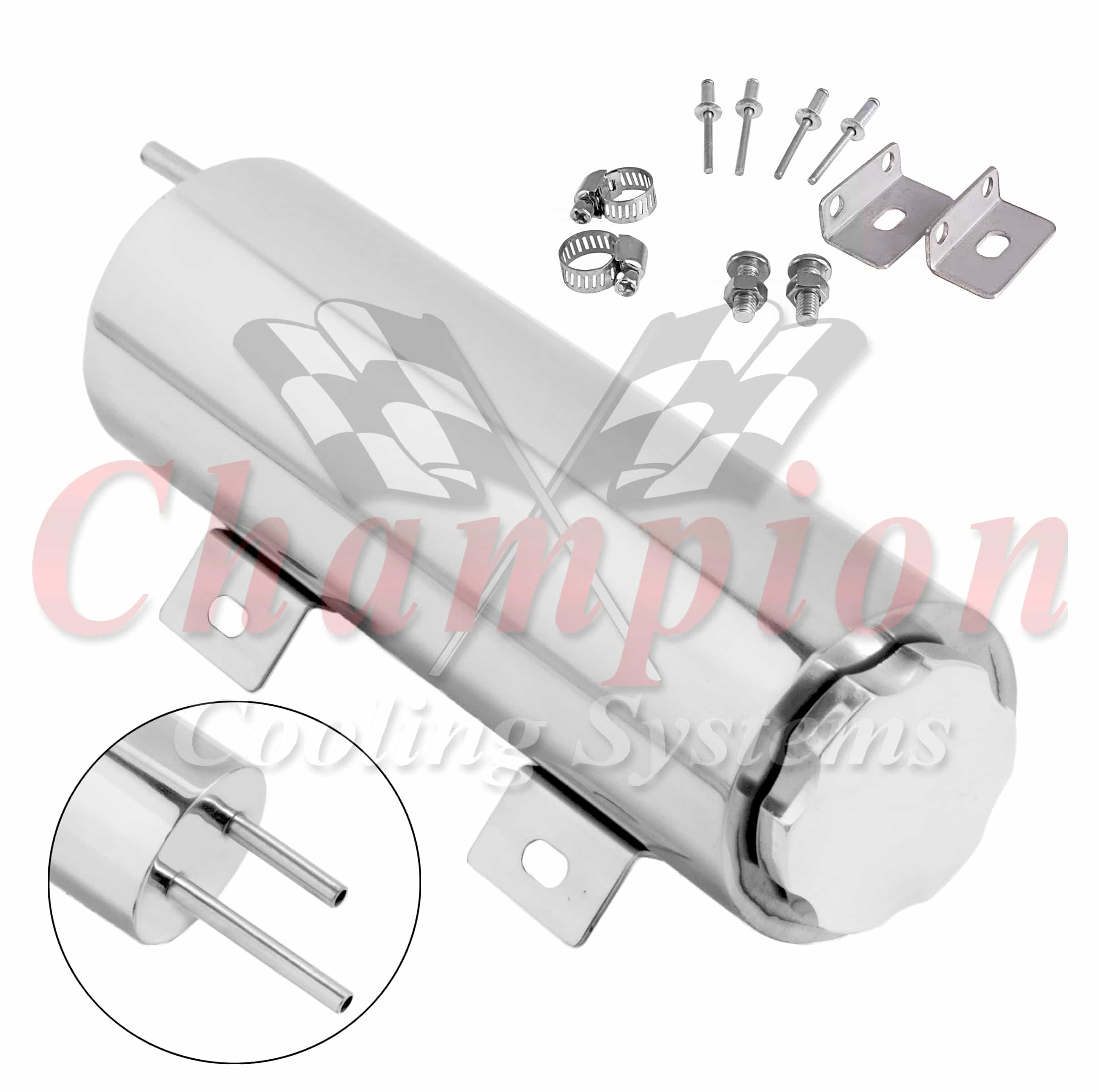Stainless Steel Coolant Overflow Tank 3 x 10" — alternate view