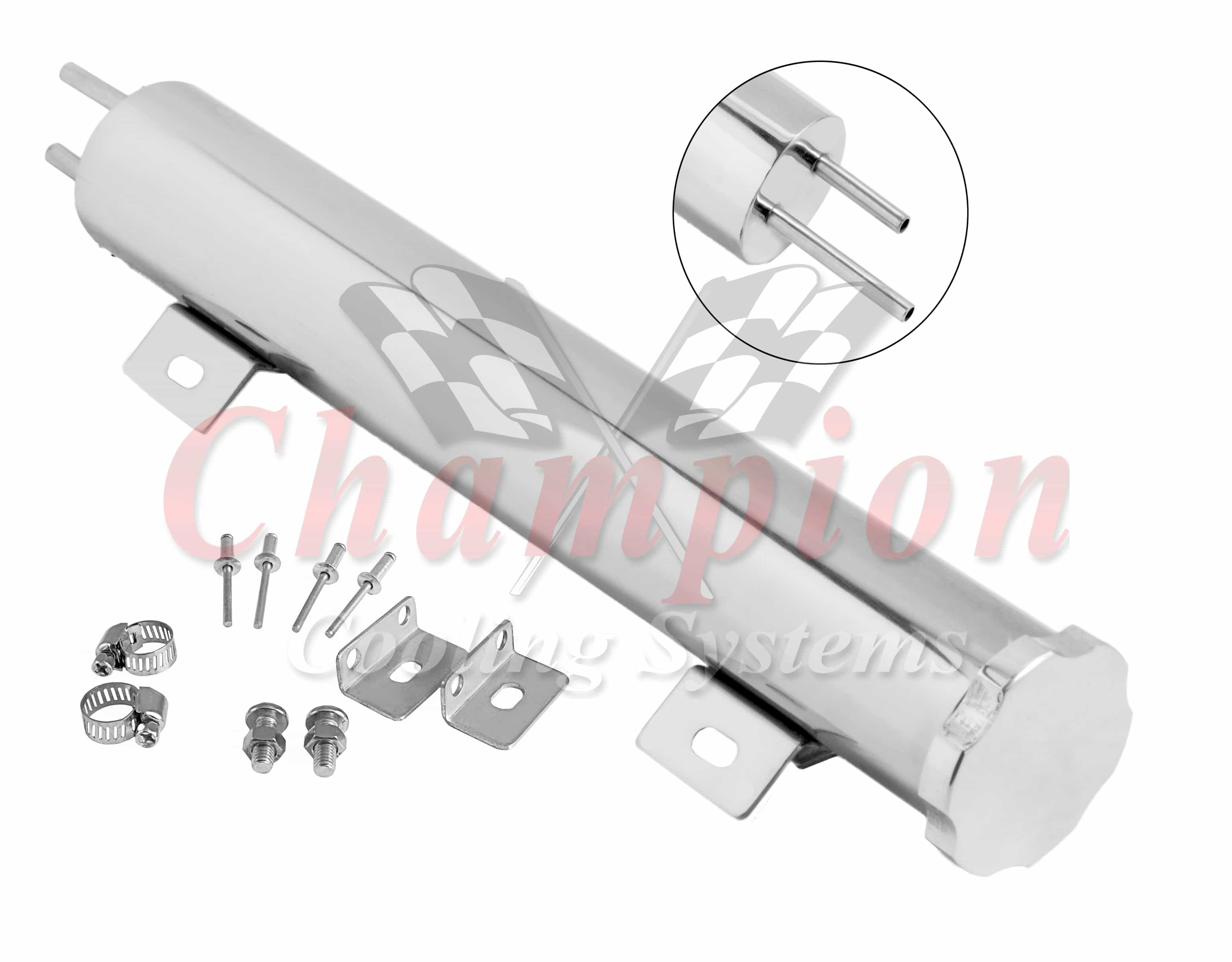 Stainless Steel Coolant Overflow Tank 2 x 13" — alternate view