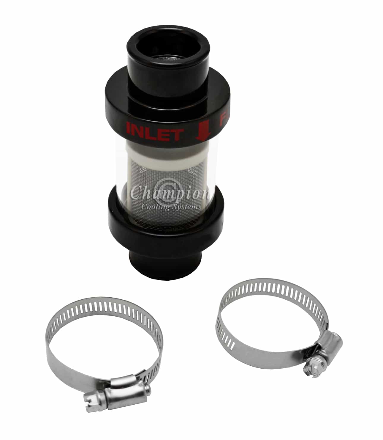 Inline Radiator Hose Filter 1 3/4" — Black (See-Through Coolant Filter) — alternate view