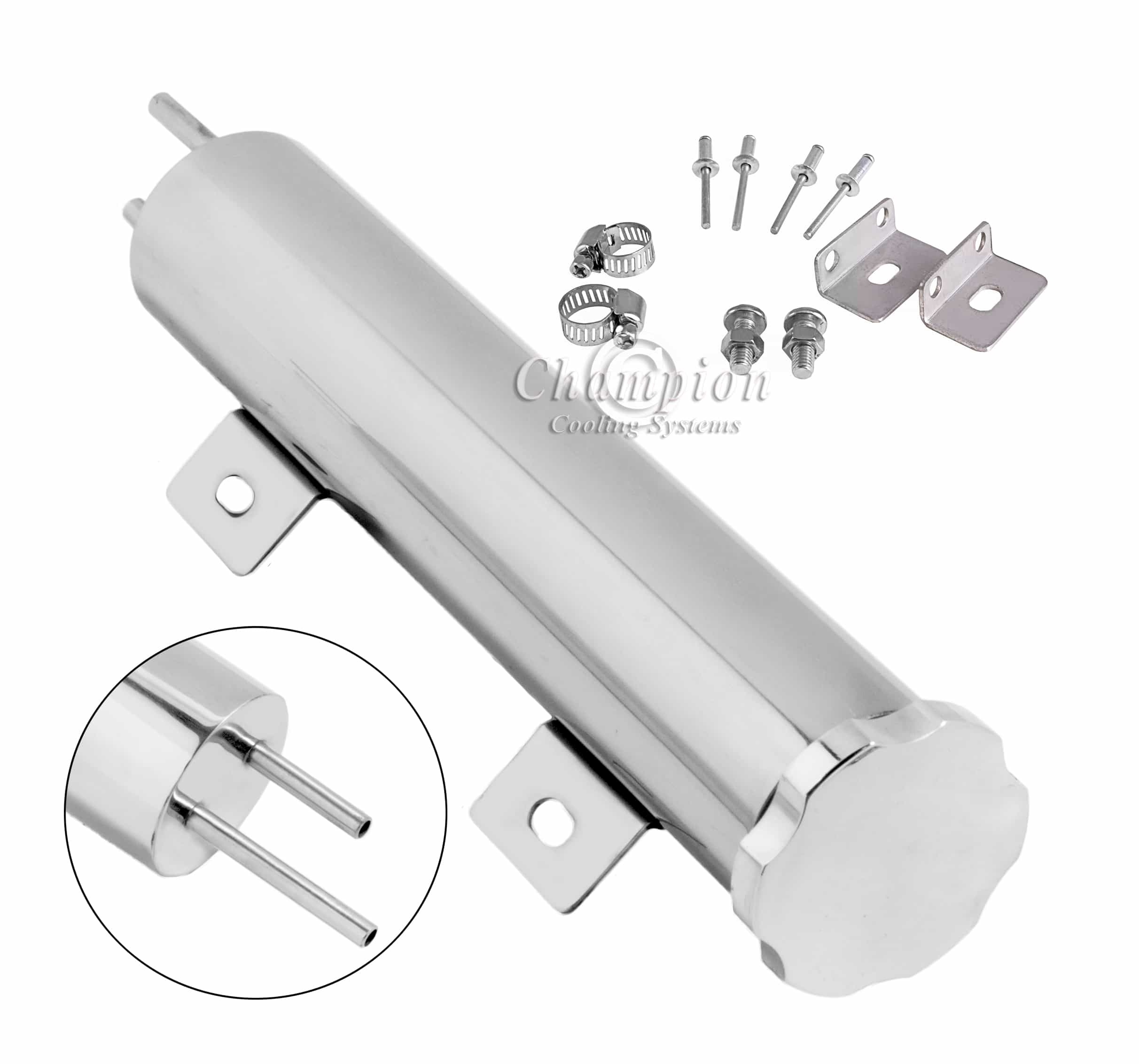 Stainless Steel Coolant Overflow Tank 2 x 10" — alternate view