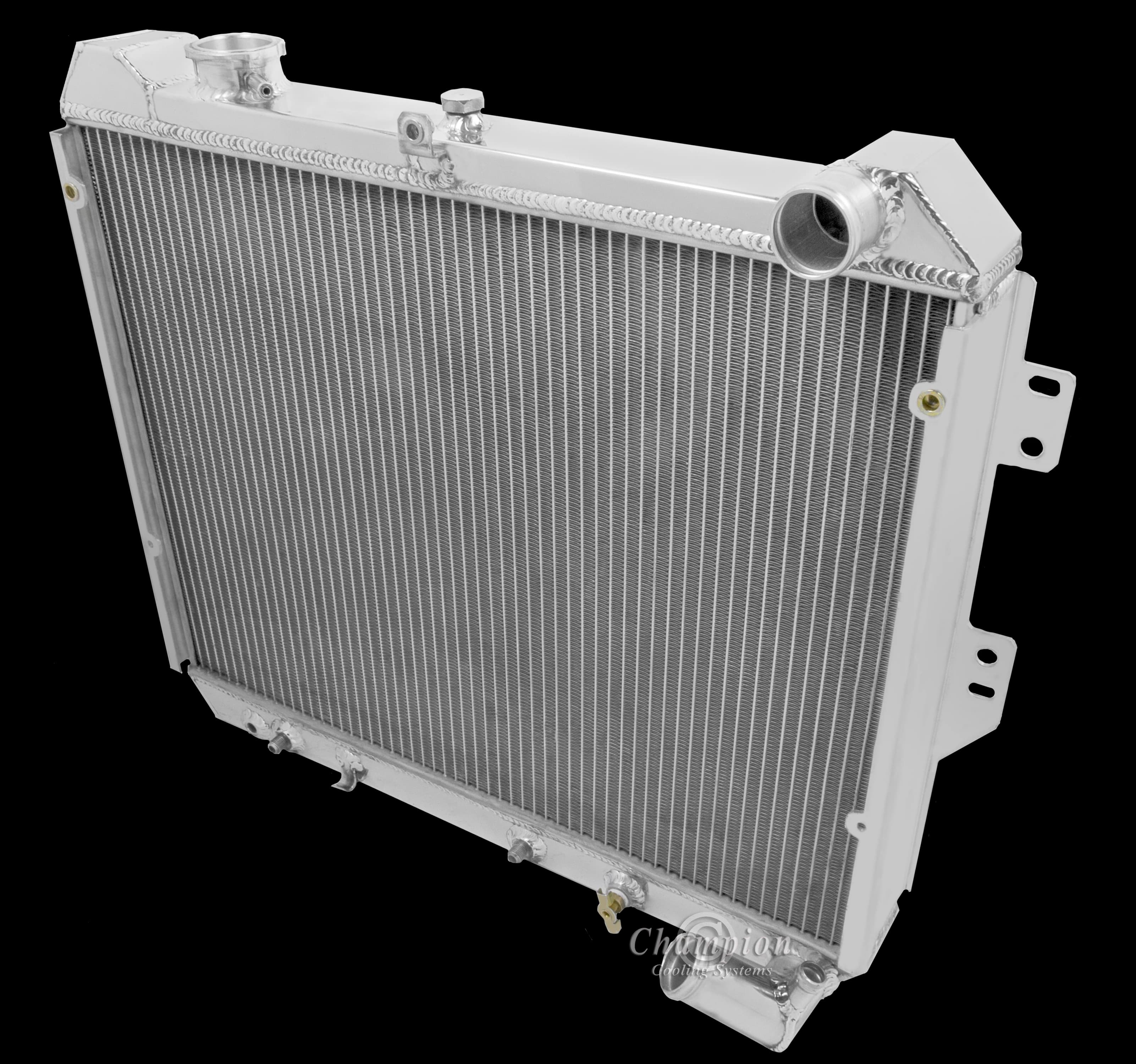 All-aluminum Champion radiator, angled view