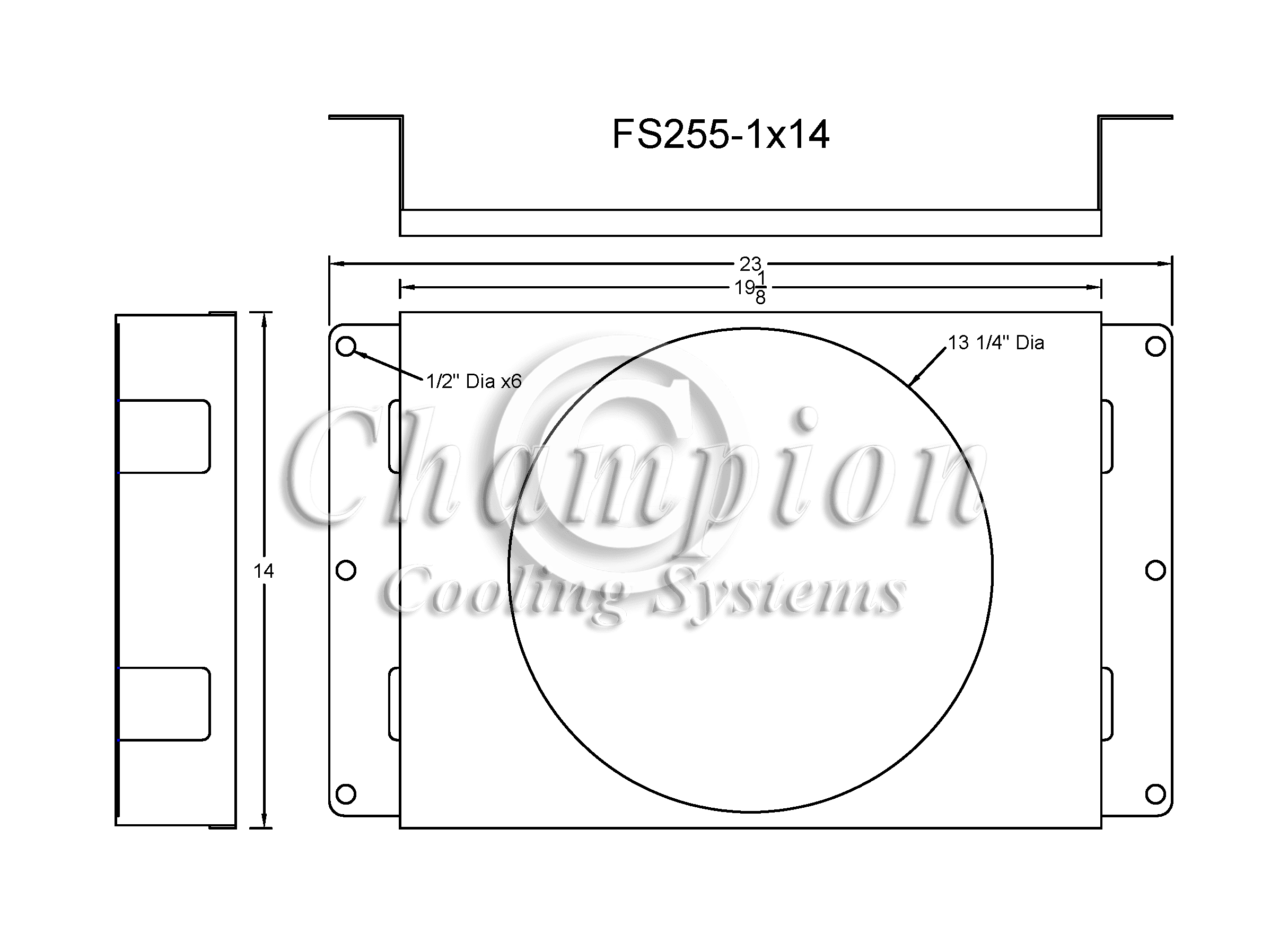 All Aluminum Fan Shroud Fits Single 14" Fan for AE255, CC255 FS255-1x14